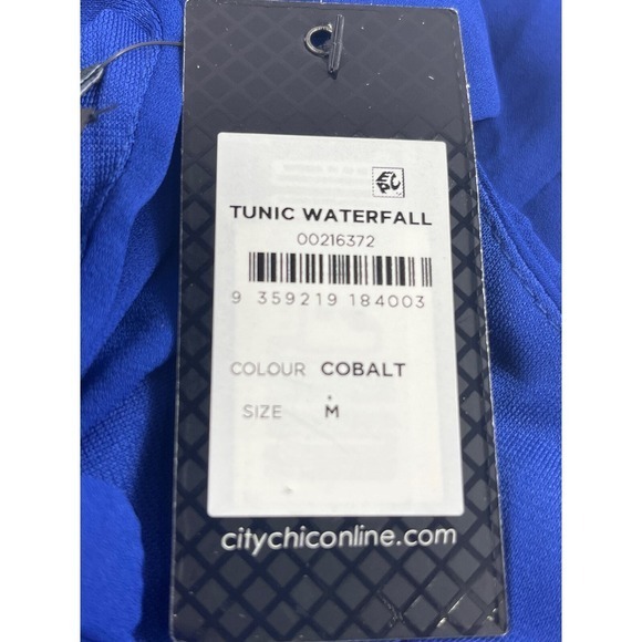 City Chic Cobalt Blue Waterfall Tunic Size 18W Halter Neck Ruffle Accent - Picture 7 of 10